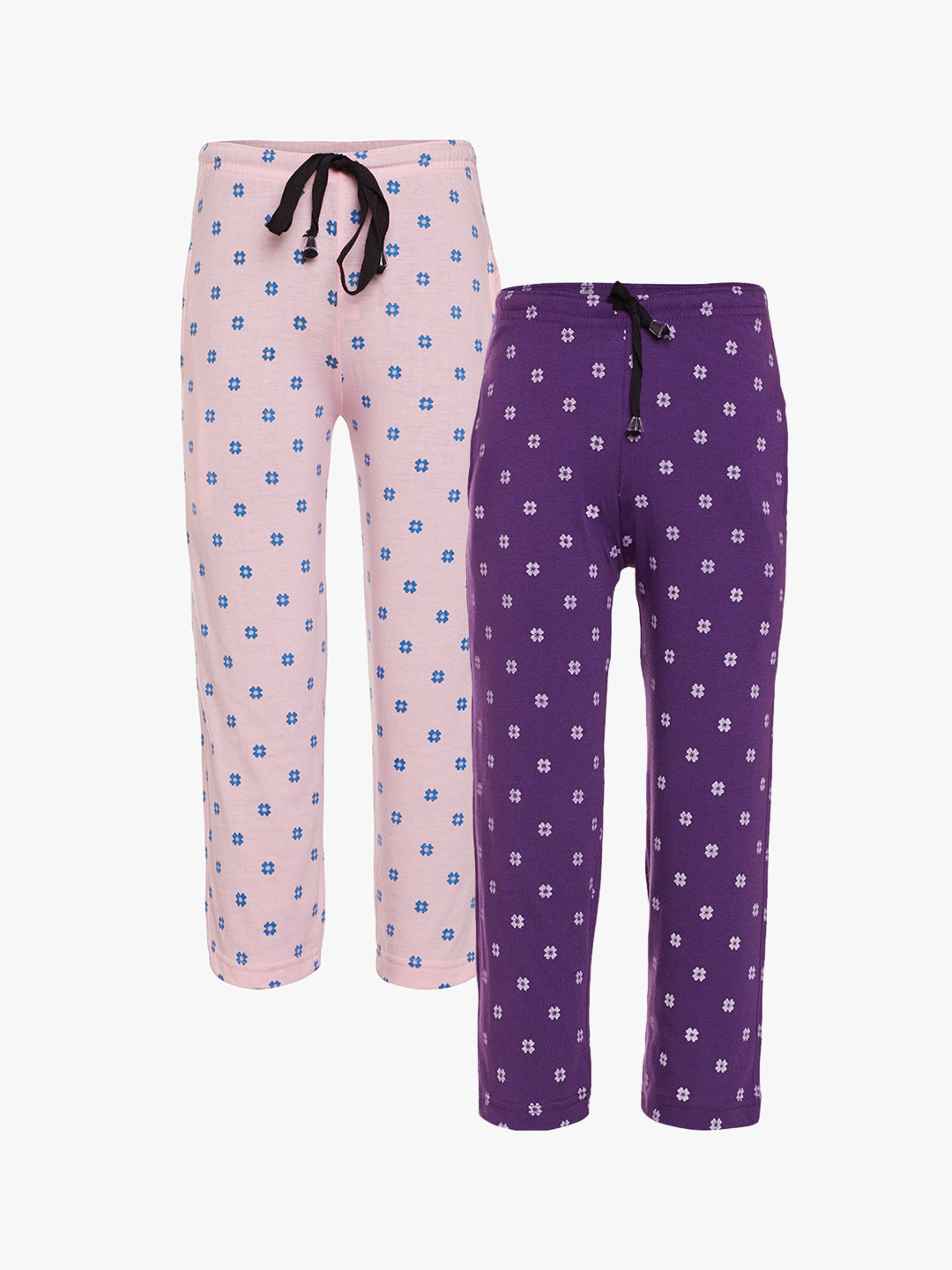 

VIMAL JONNEY Kids Set of 2 Floral Printed Track Pants, Purple