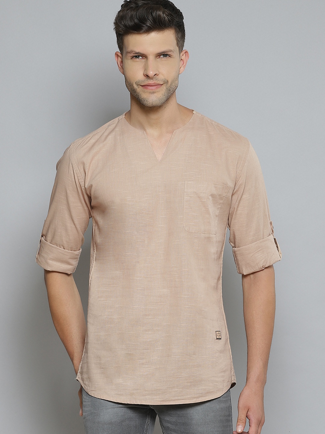 

DENNISON Men Brown Comfort Slim Fit Short Kurta