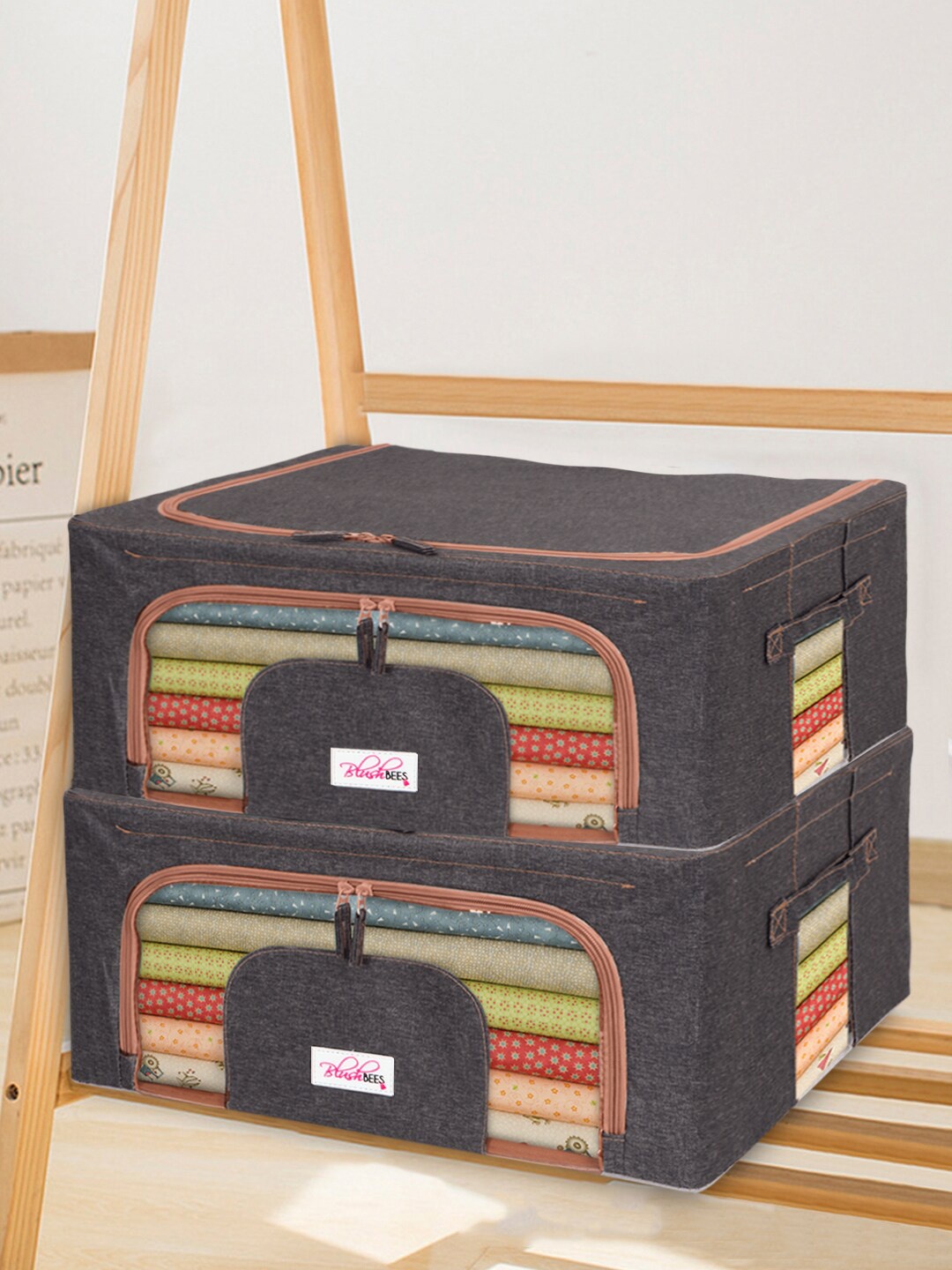 

BlushBees Set Of 2 Brown Solid Wardrobe Storage Box