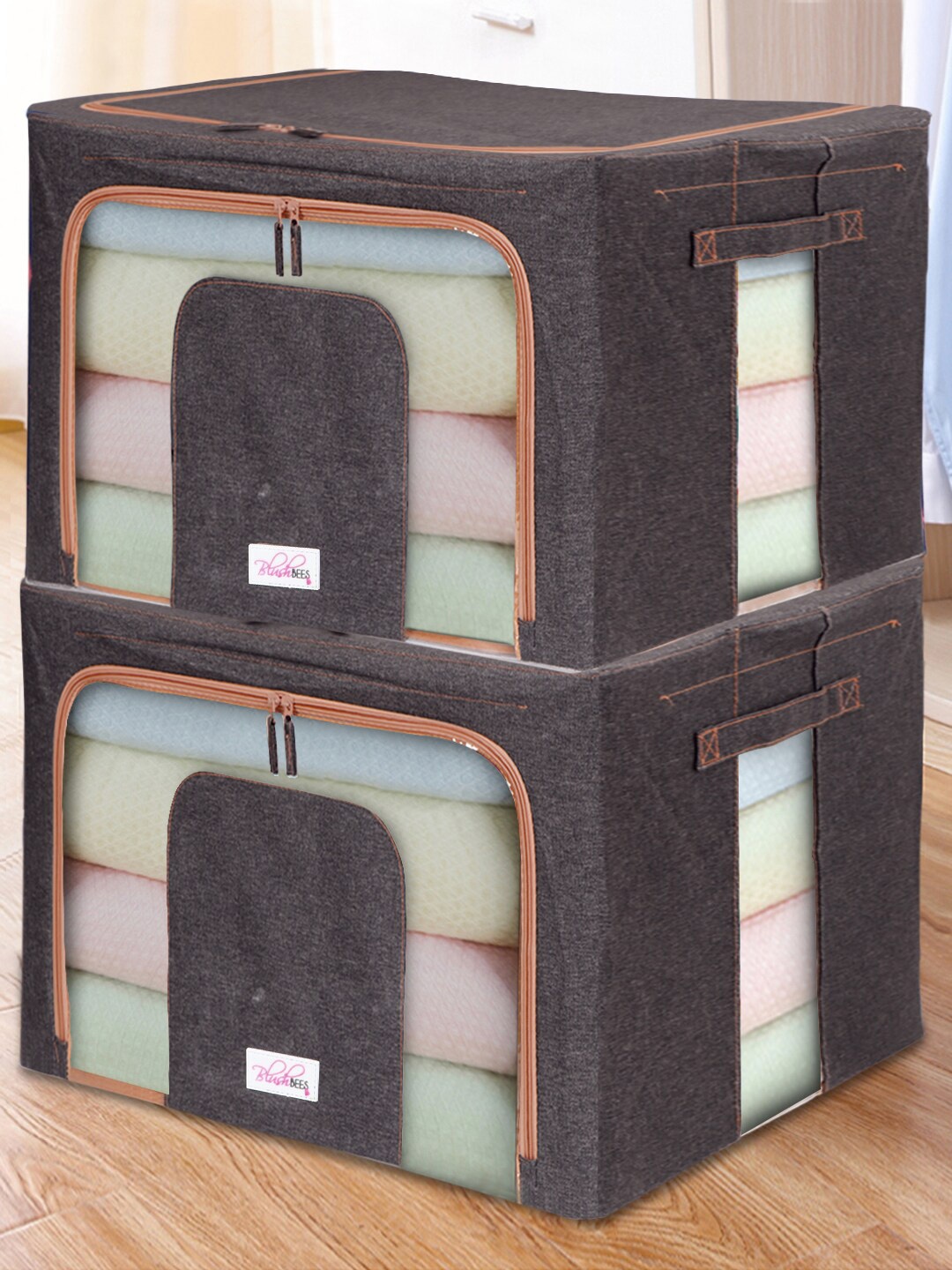 

BlushBees Set Of 2 Brown Solid Wardrobe Storage Box