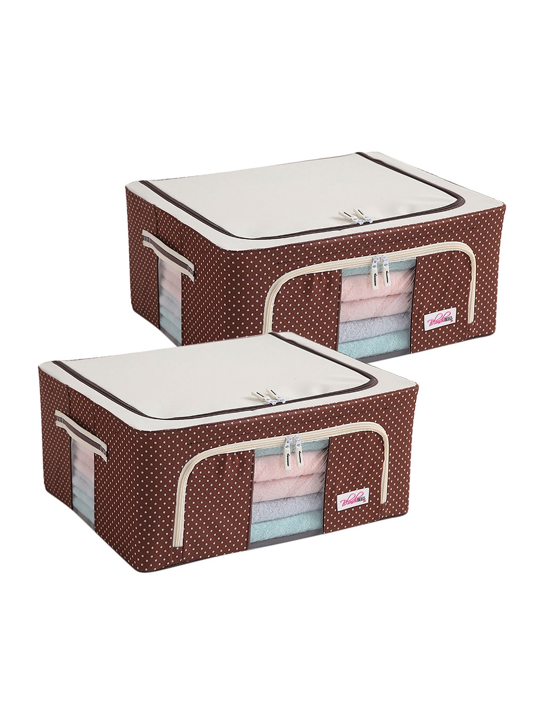 

BlushBees Pack Of 2 Brown & White Polka dots Multi-Utility Wardrobe Organisers