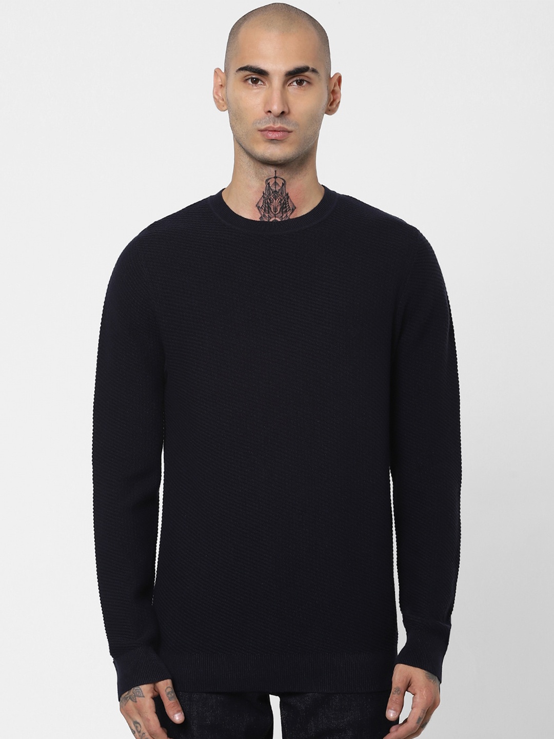 

Jack & Jones Men Navy Blue Marlow Knit Pullover