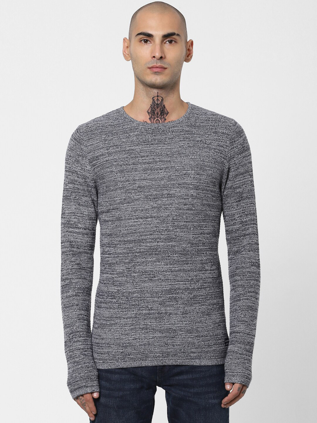 

Jack & Jones Men Grey Theo Knit Pullover