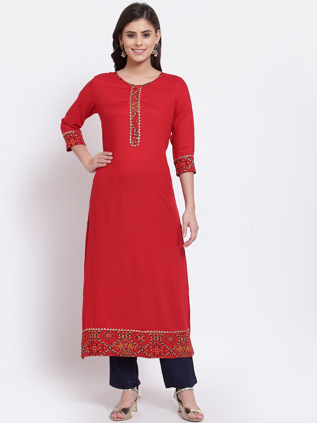 

Just Wow Women Red & Red Printed Kurta