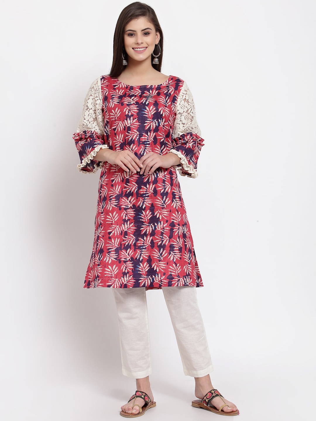 

Just Wow Women Multicoloured Floral Printed Flared Sleeves Kurta, Multi