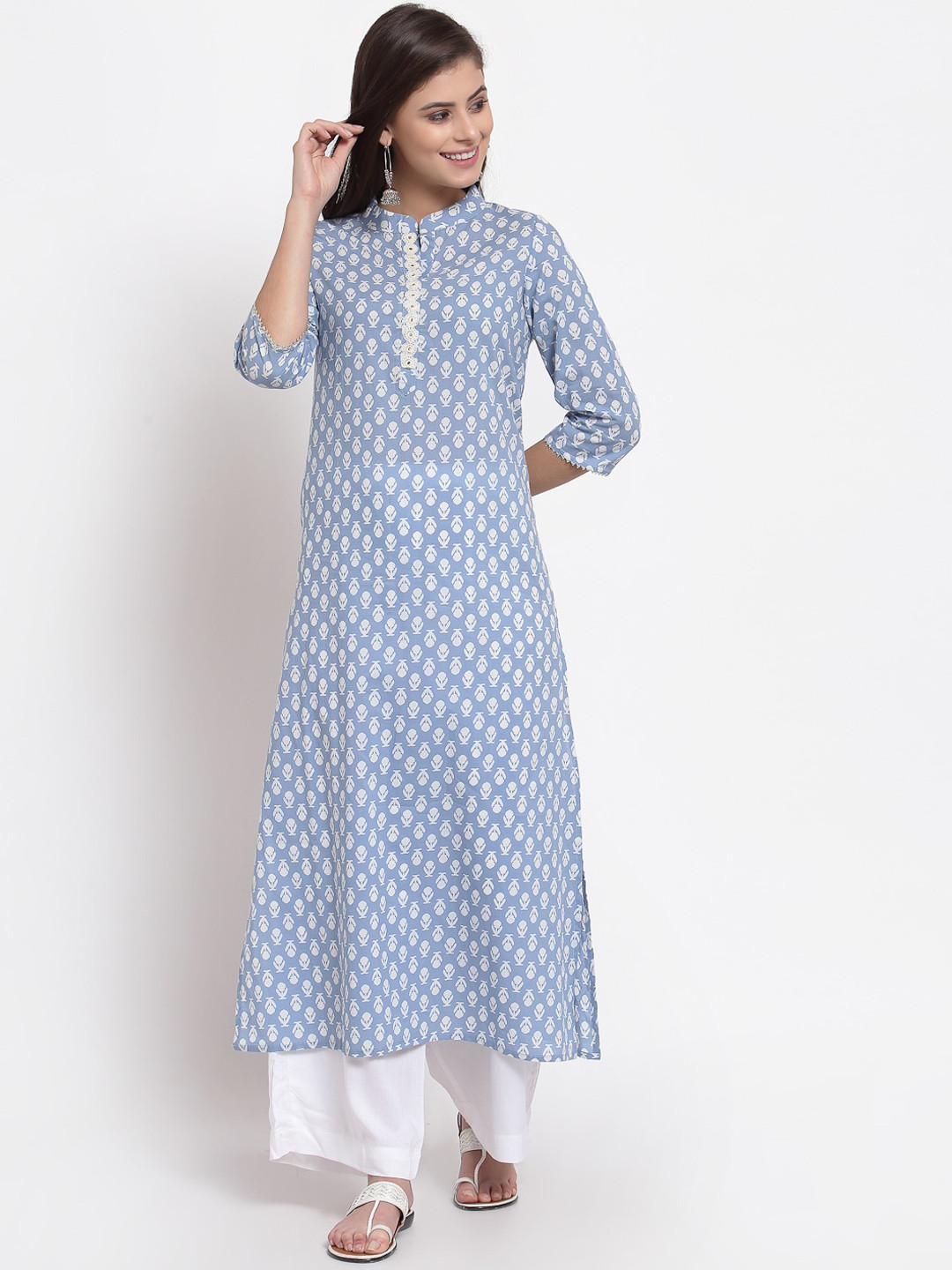 

Just Wow Women Blue Ethnic Motifs Printed Kurta