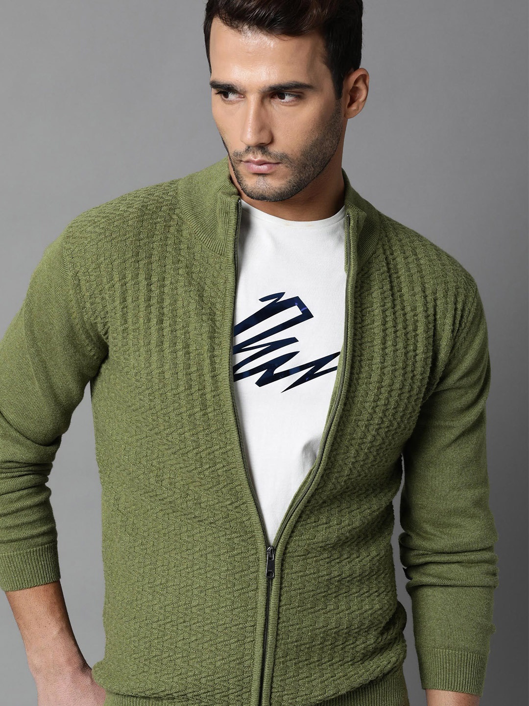 

RARE RABBIT Men Jacky Slim Fit Textu Sweatshirt, Green