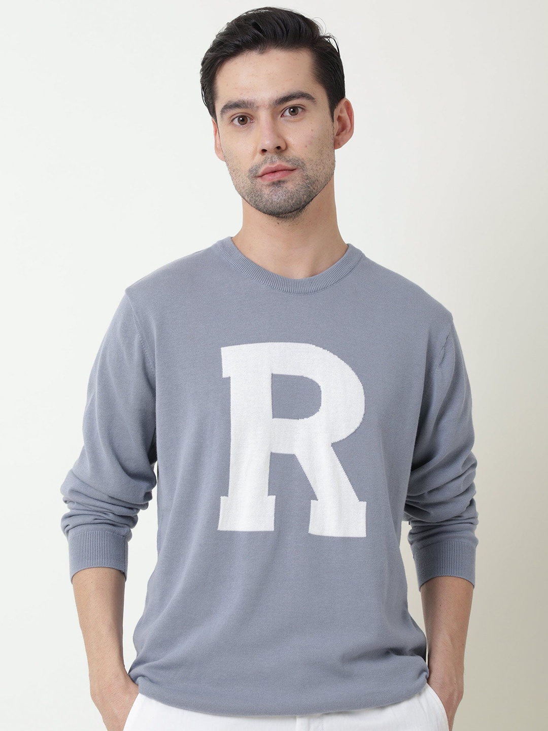 

RARE RABBIT Men Avitt Slim Fit Printed Sweatshirt, Blue