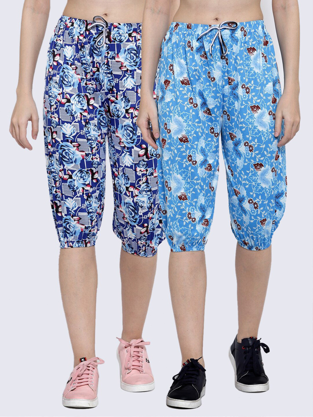 

KLOTTHE Women Pack Of 2 Blue Printed Capris