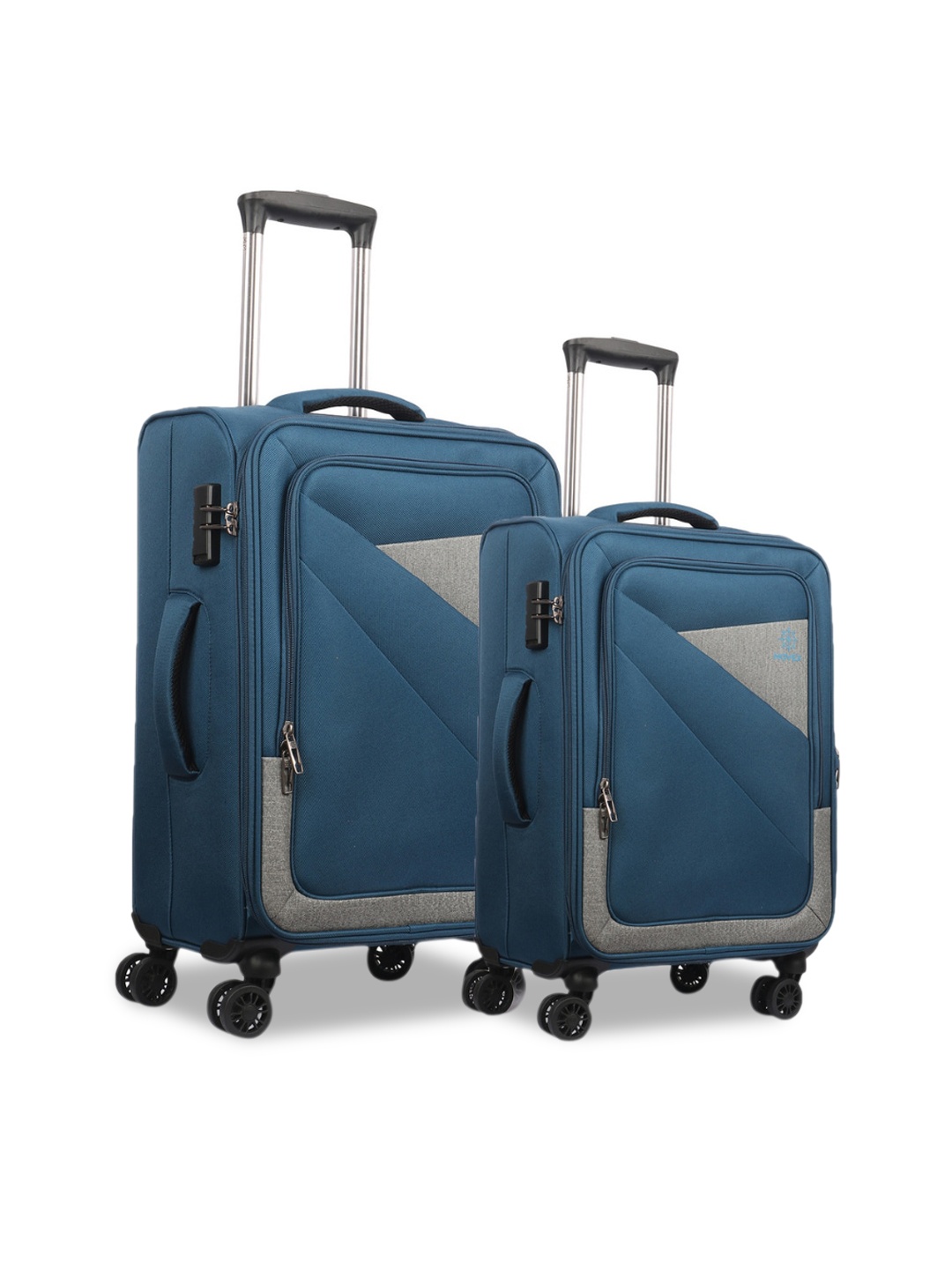 

NOVEX Set Of 2 Blue Solid Soft-Sided Trolley Suitcases