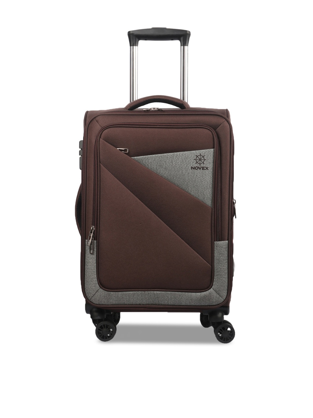 

NOVEX Brown Textured Soft-Sided Cabin Trolley Suitcase