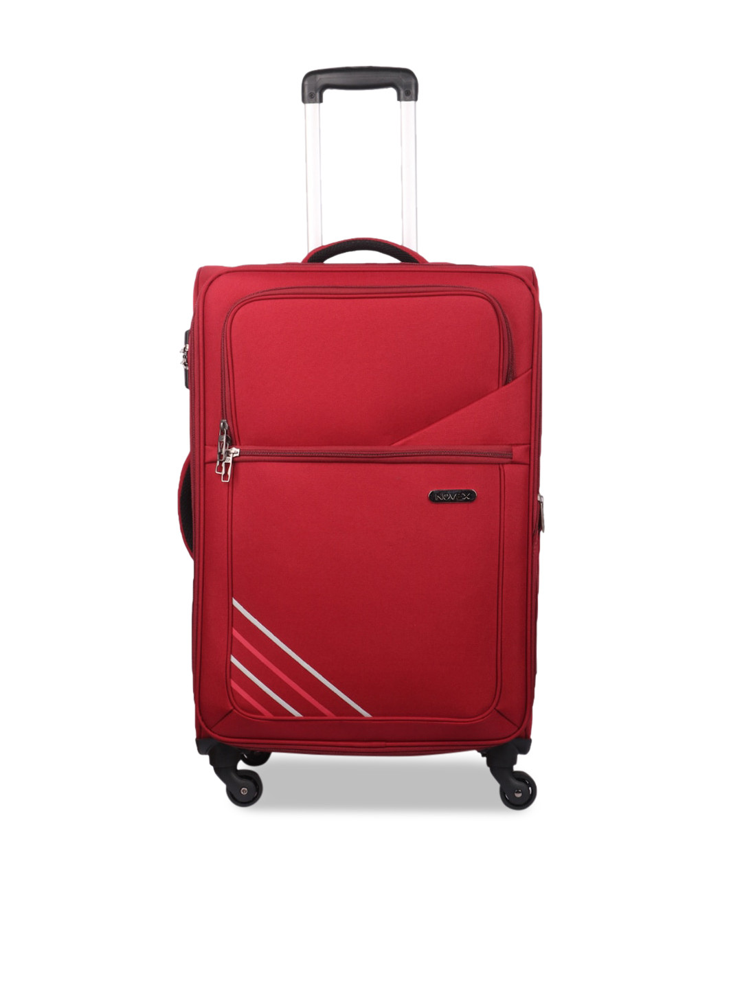

NOVEX Medium Red & Grey Solid Soft-Sided Trolley Suitcase