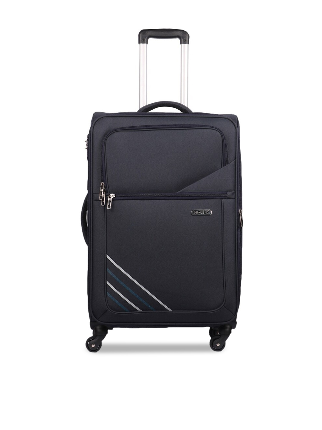 

NOVEX Black & Grey Solid Soft-Sided Large Trolley Suitcase