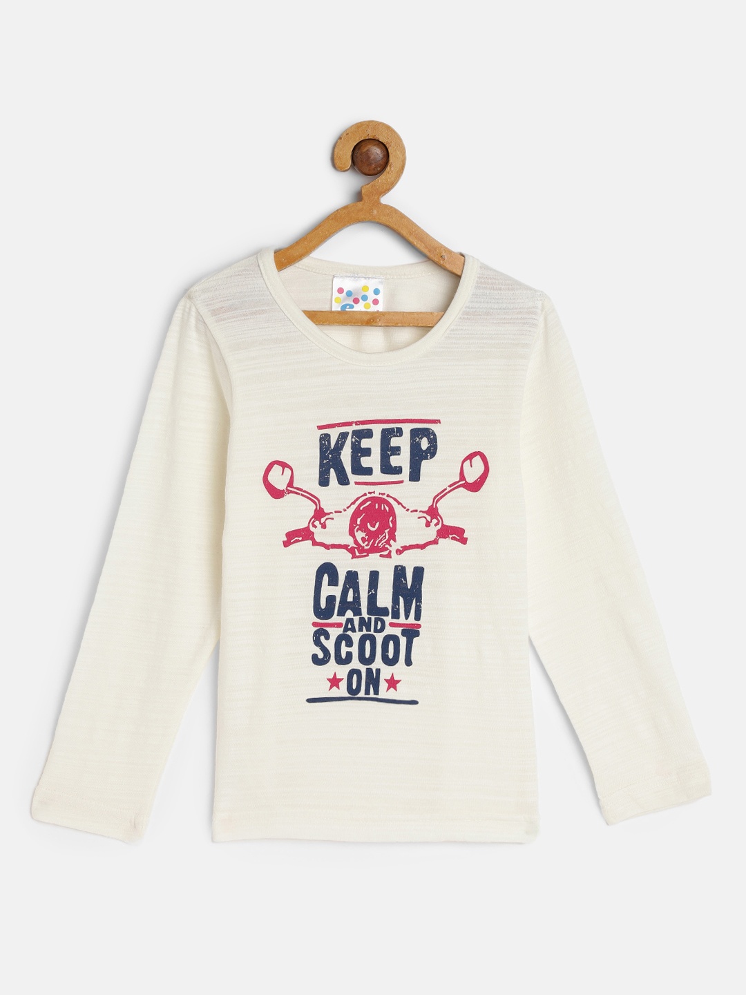

Eimoie Girls Off White Printed Cotton T-shirt