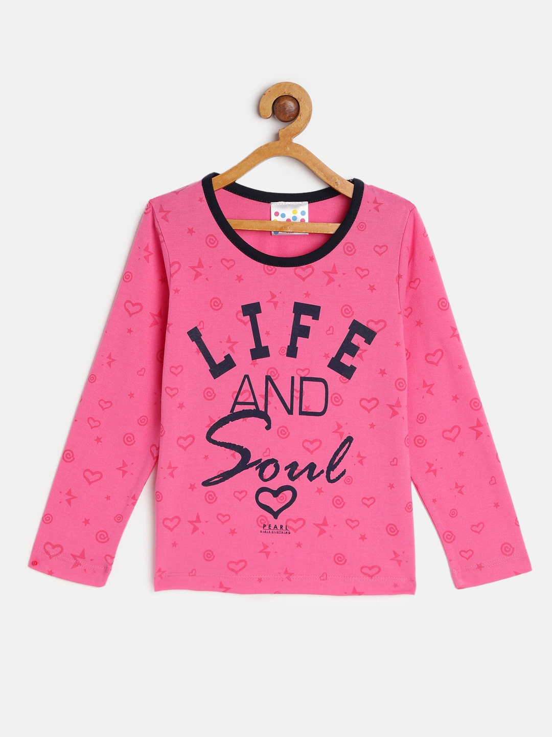 

Eimoie Girls Pink & Black Printed Cotton T-shirt