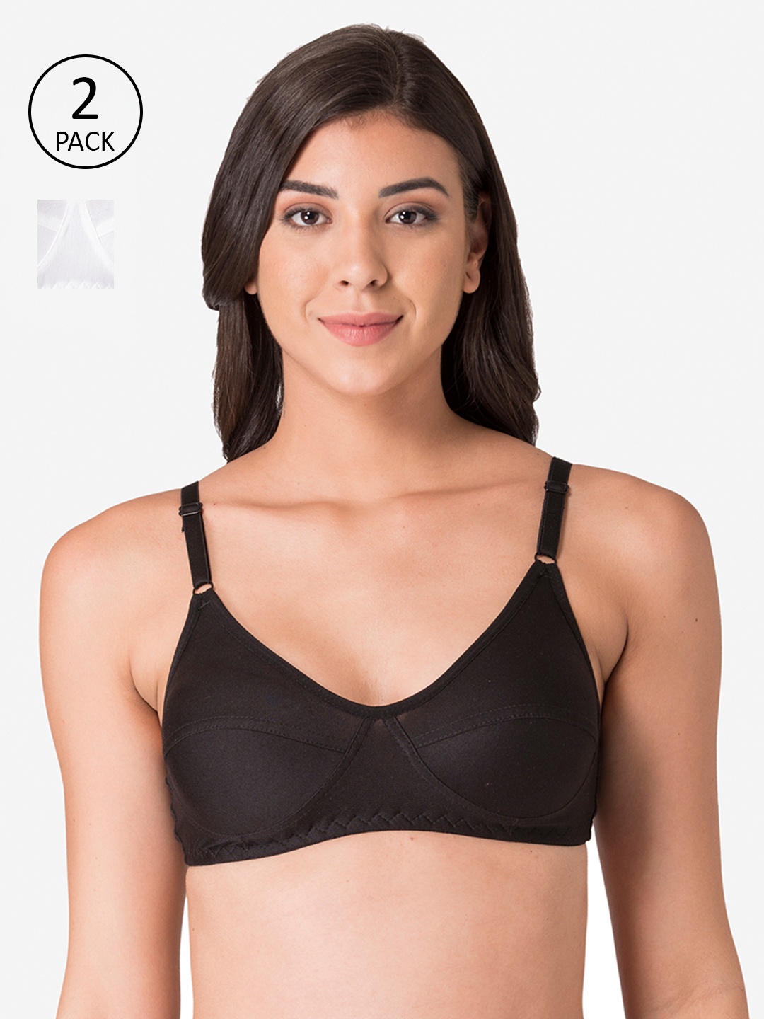 

KOMLI Pack Of 2 Black & White T-shirt Bras