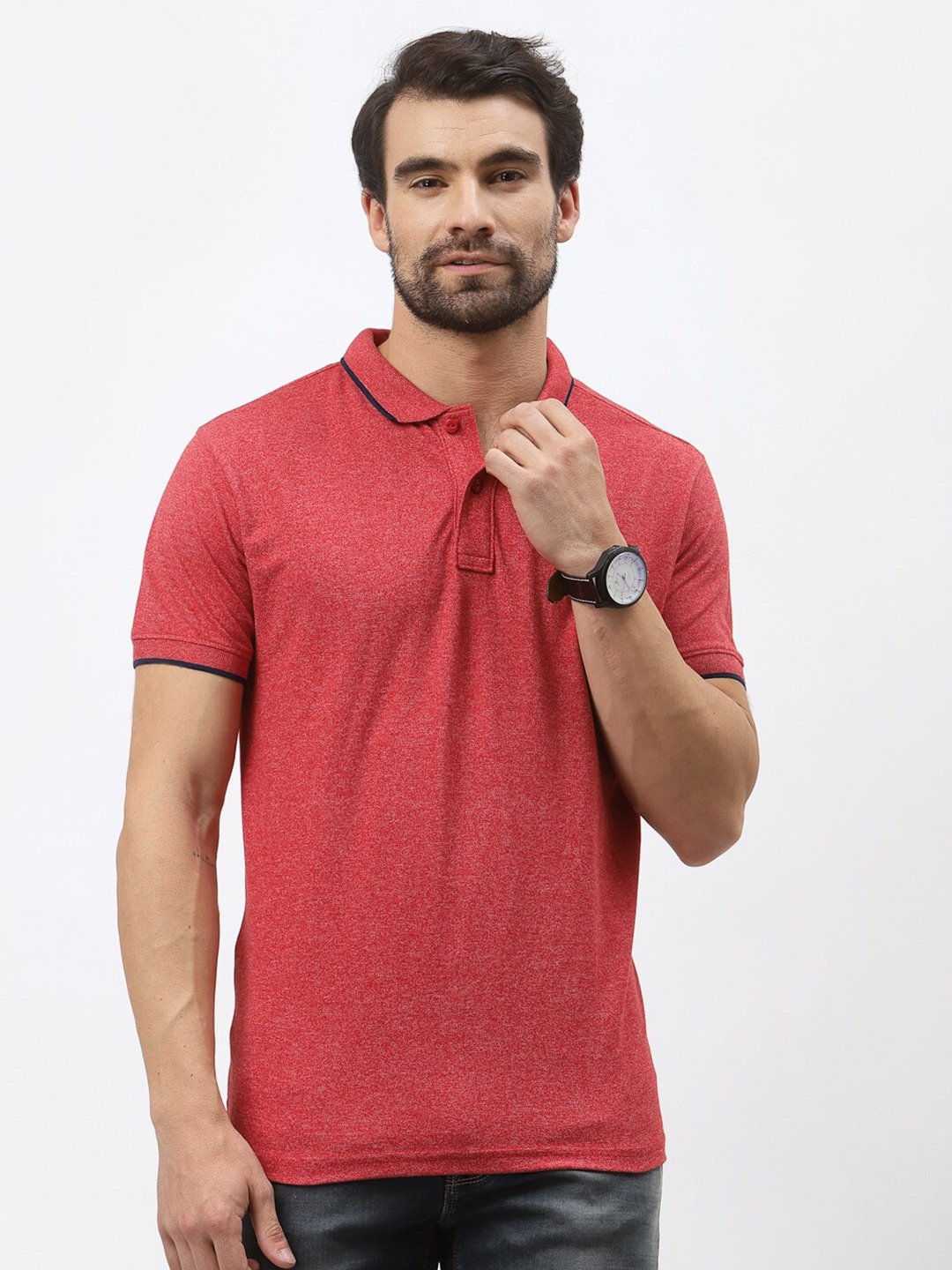 

Pepe Jeans Men Red Polo Collar T-shirt