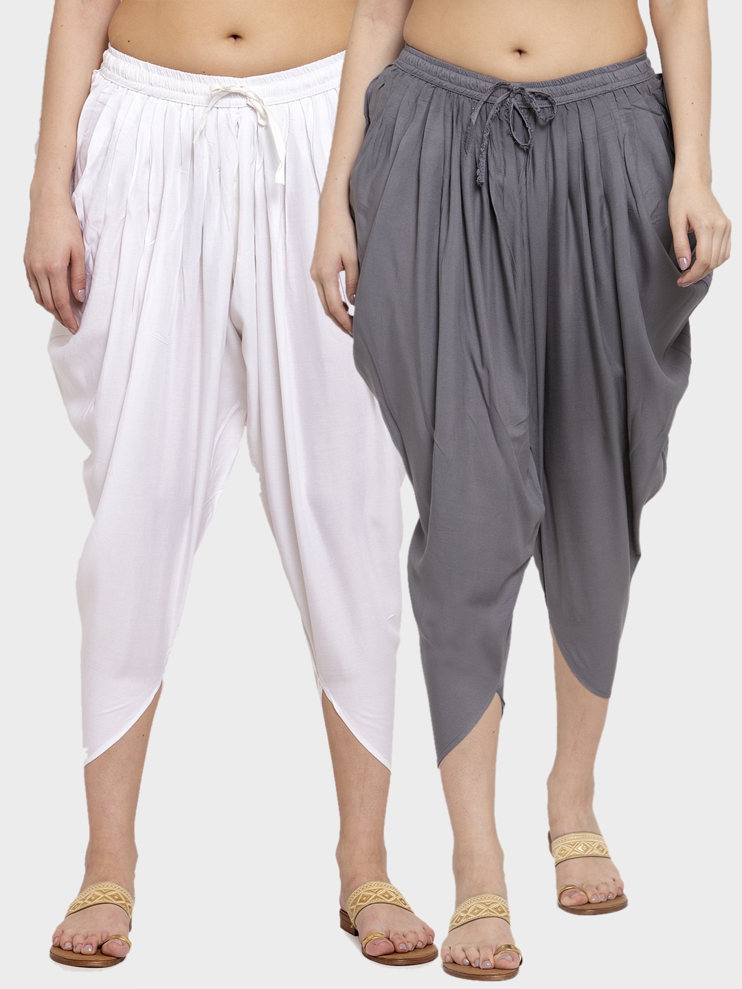 

Miaz Lifestyle Women Pack Of 2 Solid Loose-Fit Dhoti Salwars, Grey