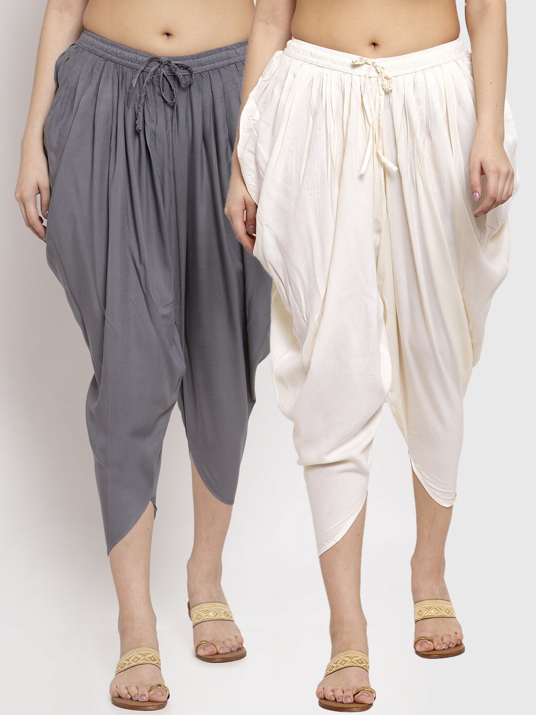 

Miaz Lifestyle Women Pack Of 2 Solid Dhoti Salwar, Grey