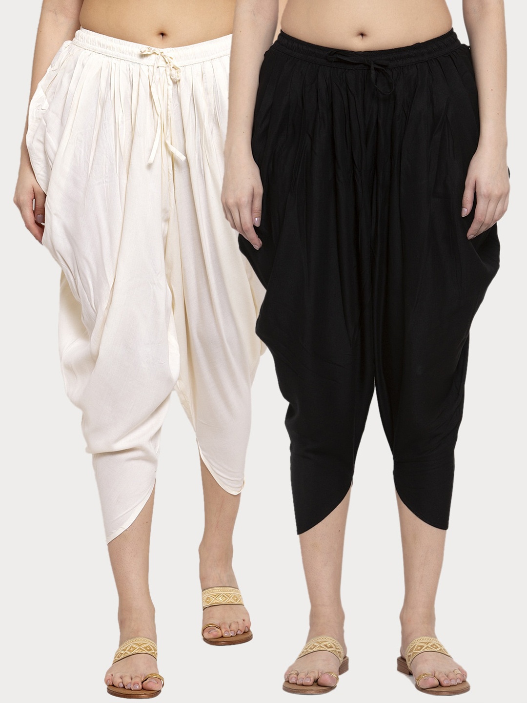 

Miaz Lifestyle Women Pack Of 2 Solid Dhoti Salwar, Black