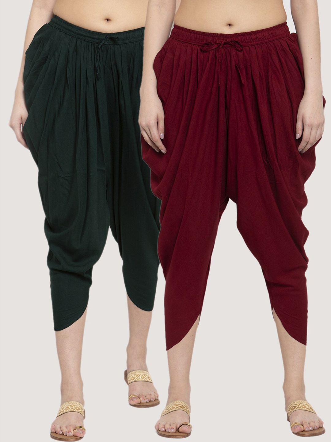 

Miaz Lifestyle Women Pack Of 2 Solid Loose-Fit Dhoti Salwars, Maroon