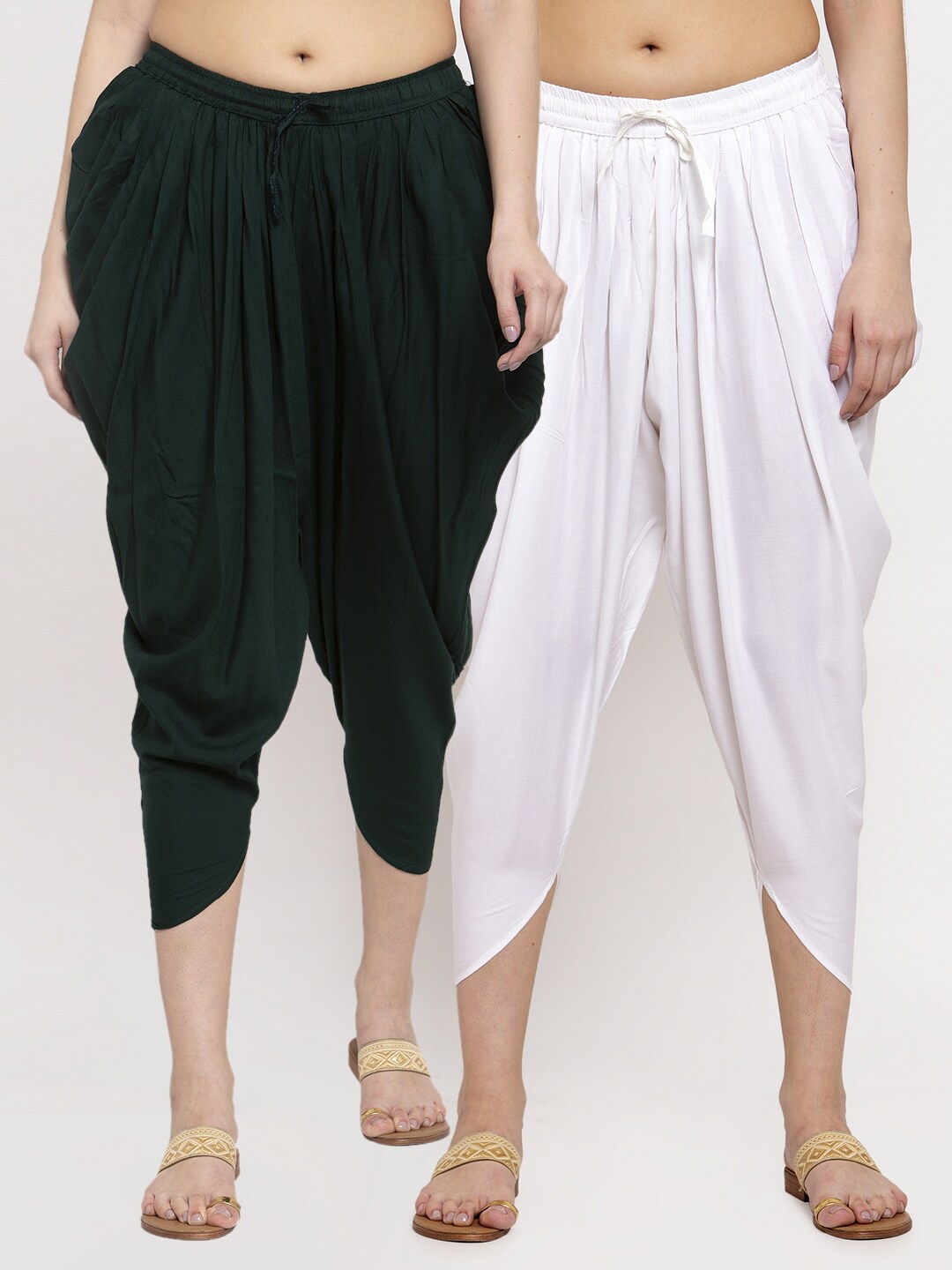

Miaz Lifestyle Women Pack Of 2 Solid Dhoti Salwars, Green