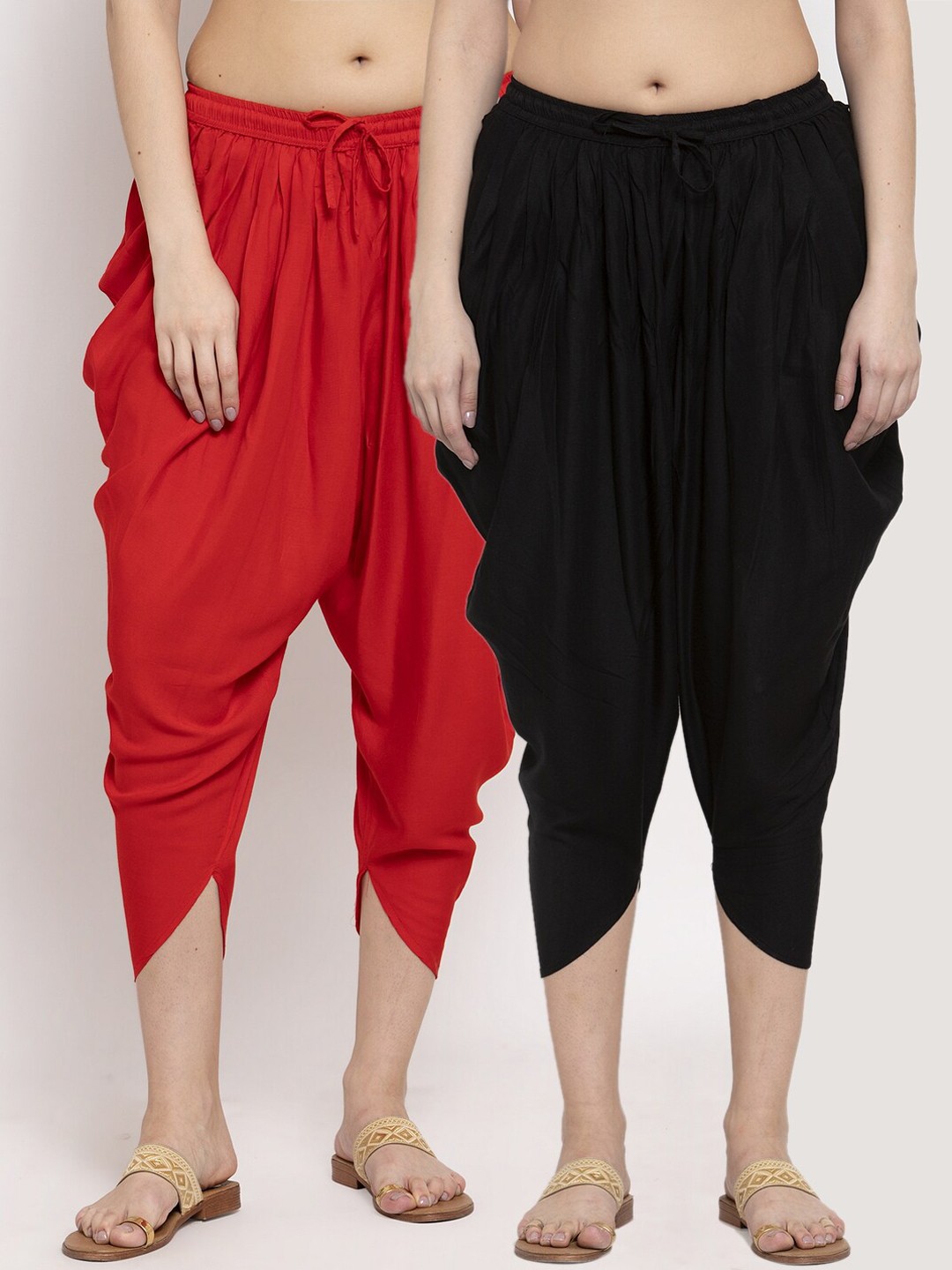 

Miaz Lifestyle Women Pack Of 2 Solid Dhoti Salwars, Black