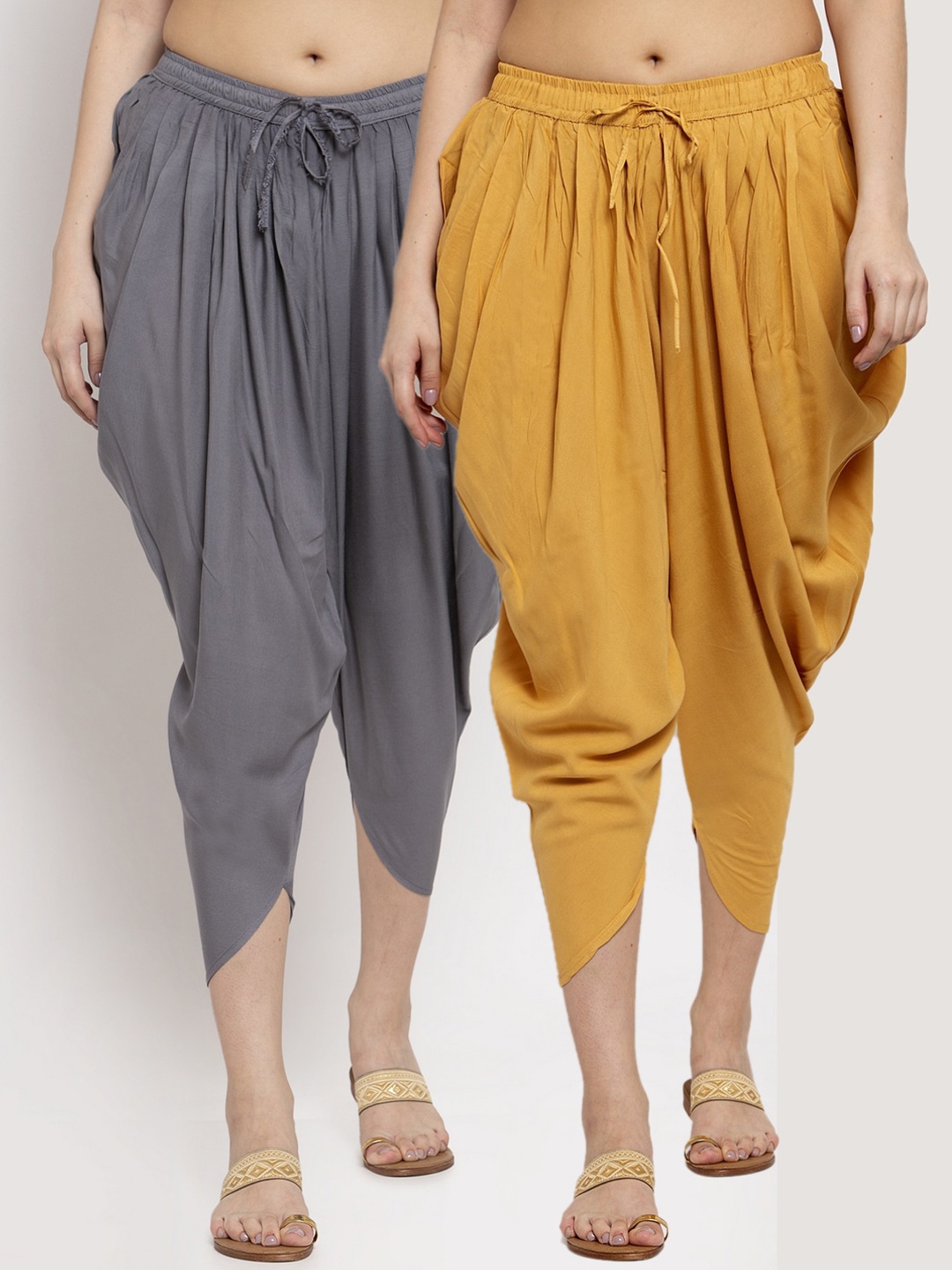 

Miaz Lifestyle Women Pack Of 2 Solid Loose-Fit Dhoti Salwars, Grey