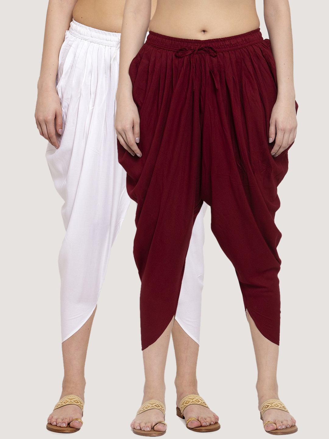 

Miaz Lifestyle Women Pack Of 2 Solid Dhoti Salwar, White
