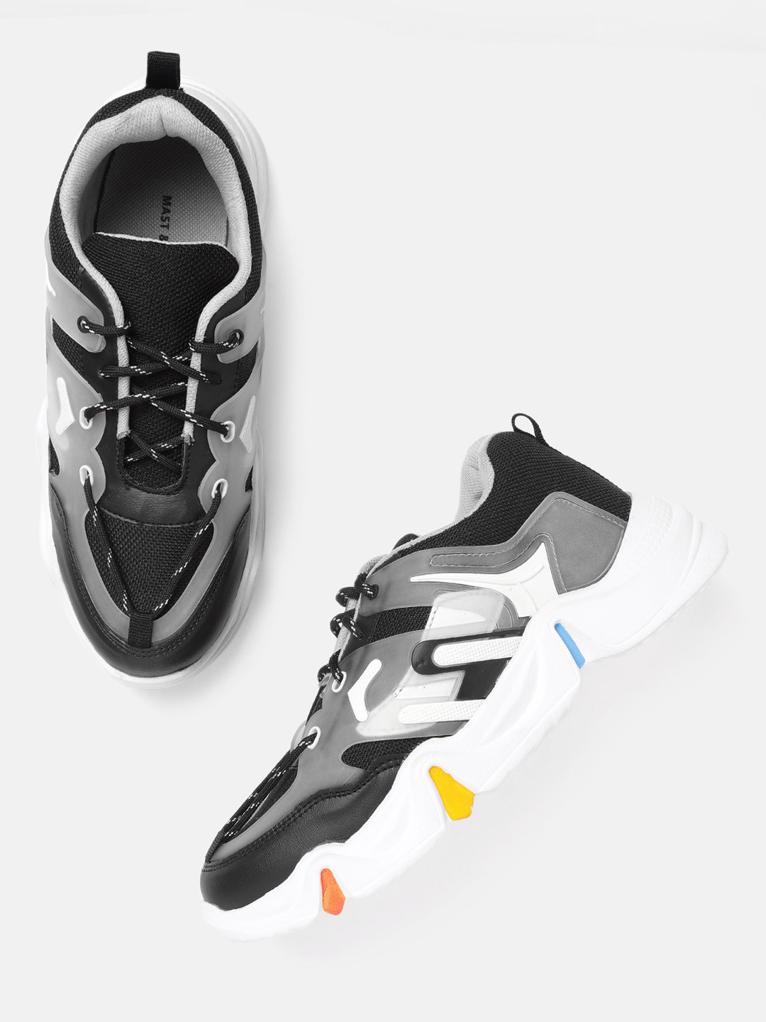 

Mast & Harbour Men Black & White Colourblocked Sneakers