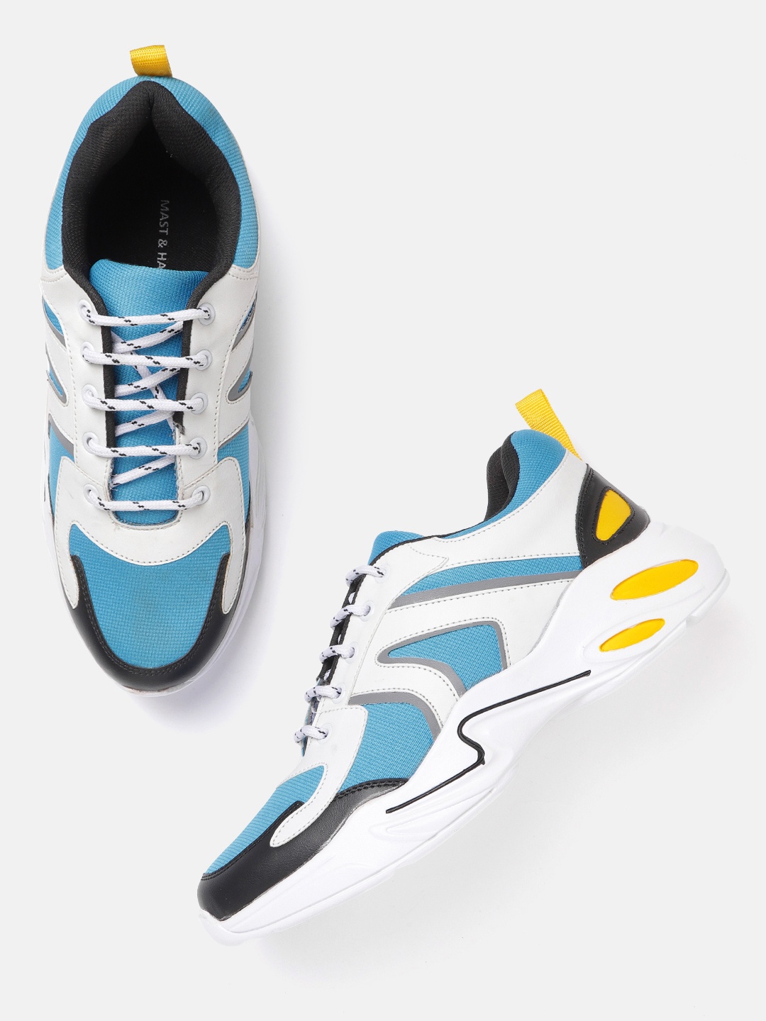 

Mast & Harbour Men Blue & White Colourblocked Sneakers