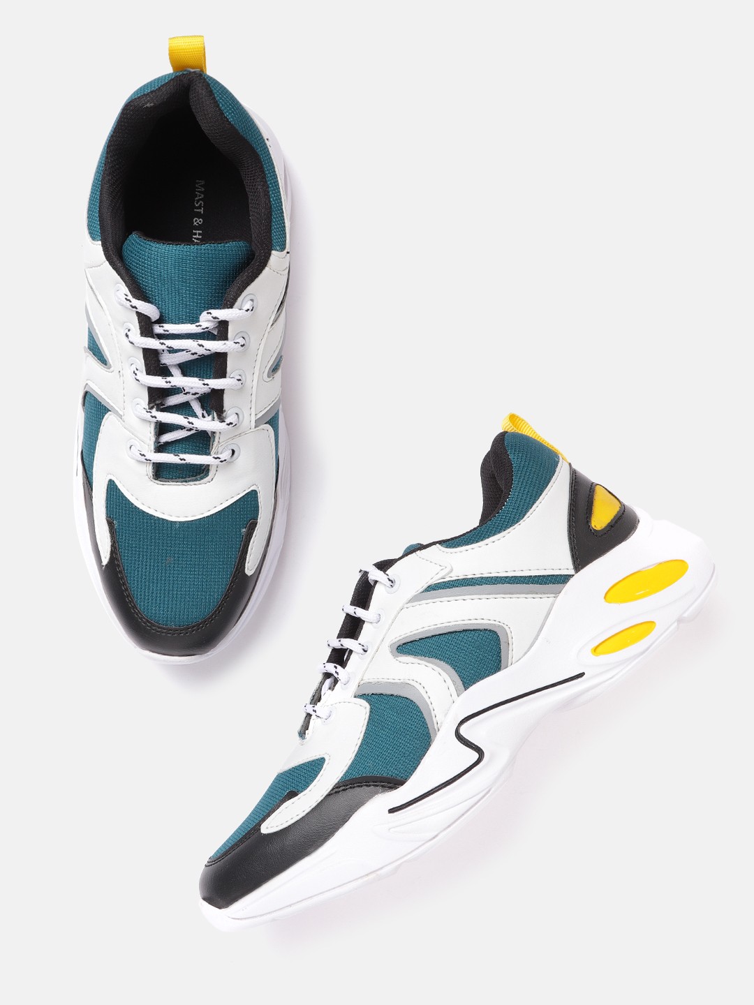 

Mast & Harbour Men Teal Green & White Colourblocked Sneakers