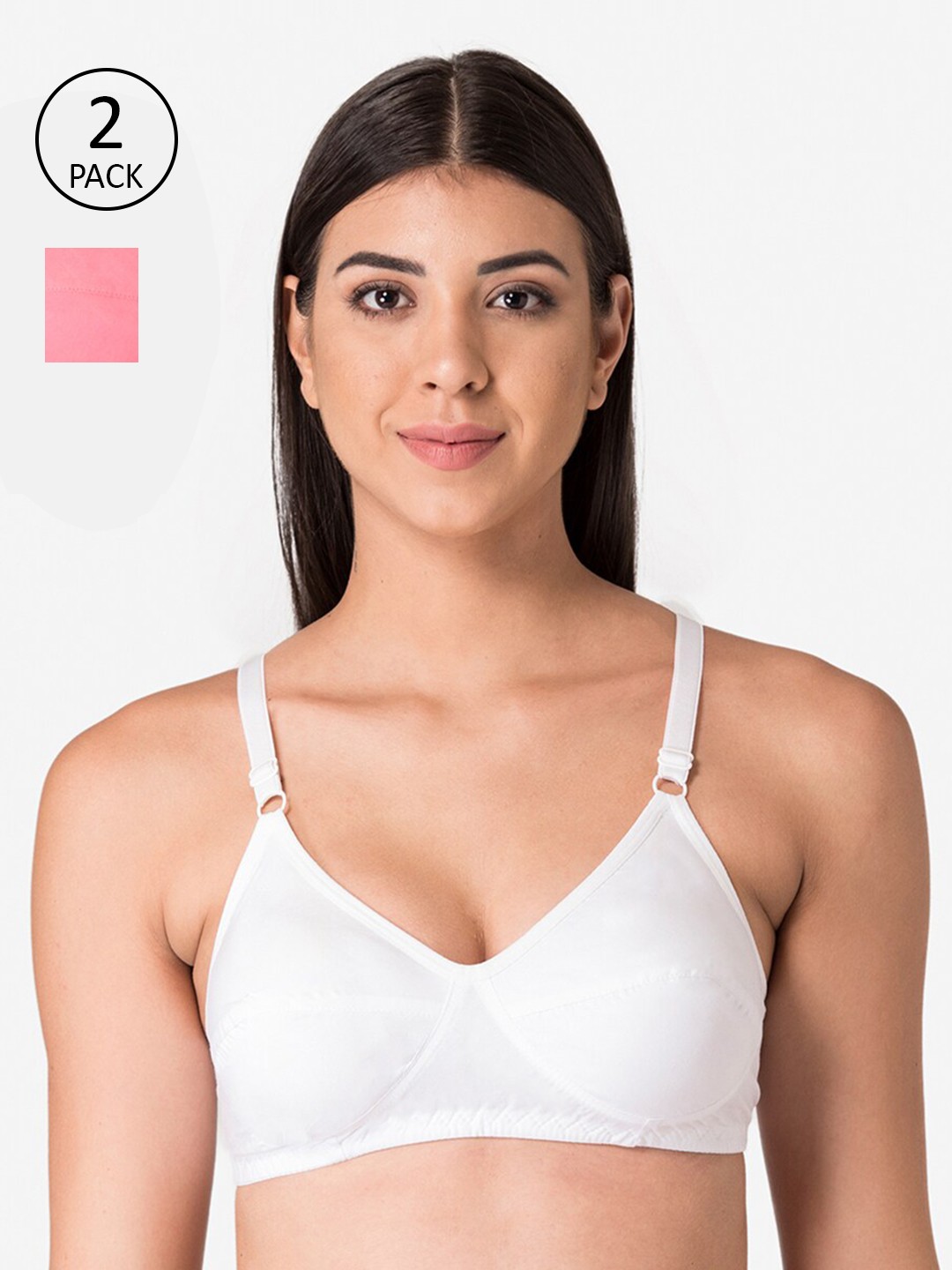 

KOMLI Pack Of 2 White & Coral Everyday Bras