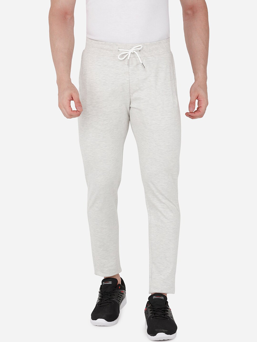 

beevee Men Off White Solid Cotton Track Pants