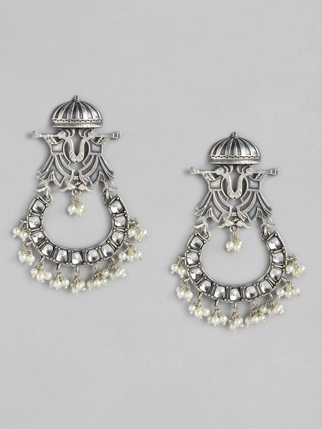 

MIDASKART Silver-Toned Contemporary Drop Earrings