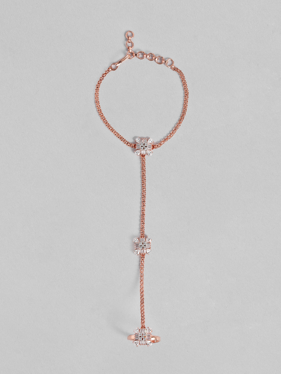 

MIDASKART Women Rose Gold Cubic Zirconia Handcrafted Ring Bracelet