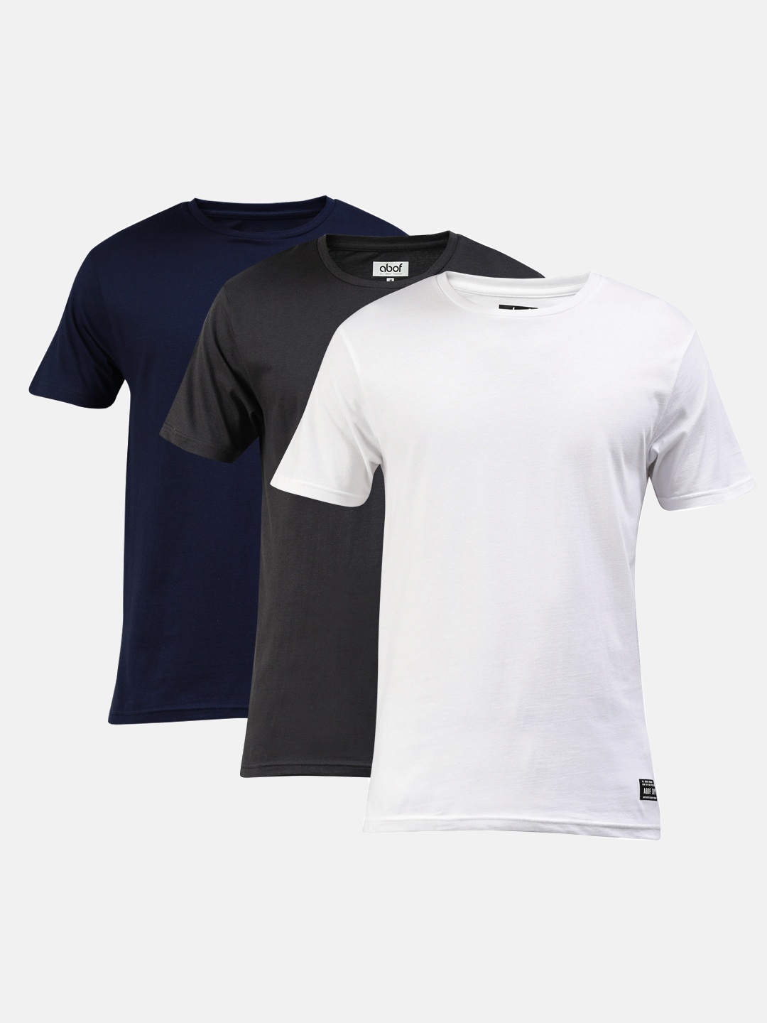 

abof Men Pack of 3 Solid Round Neck T-shirt, Navy blue