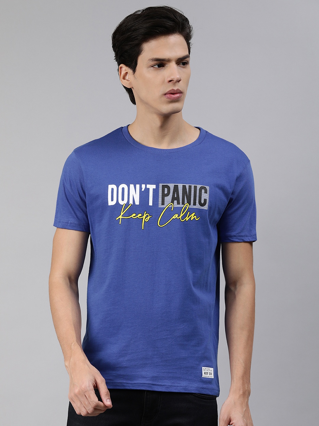 

abof Men Blue Typography Printed T-shirt