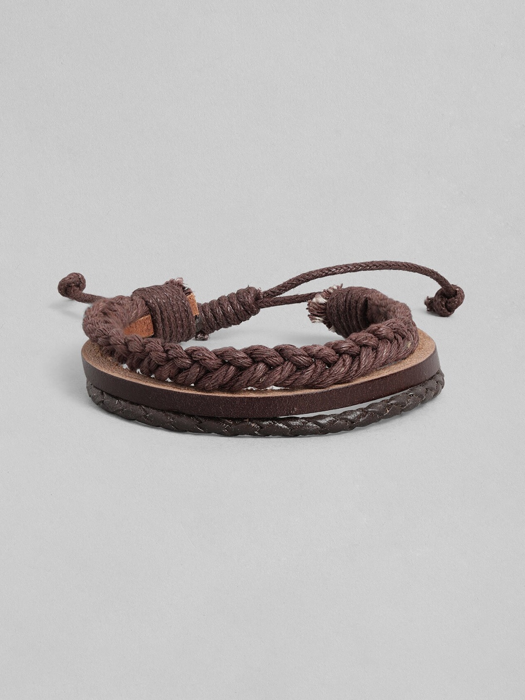 

Roadster Men Brown Leather Handcrafted Multistrand Bracelet