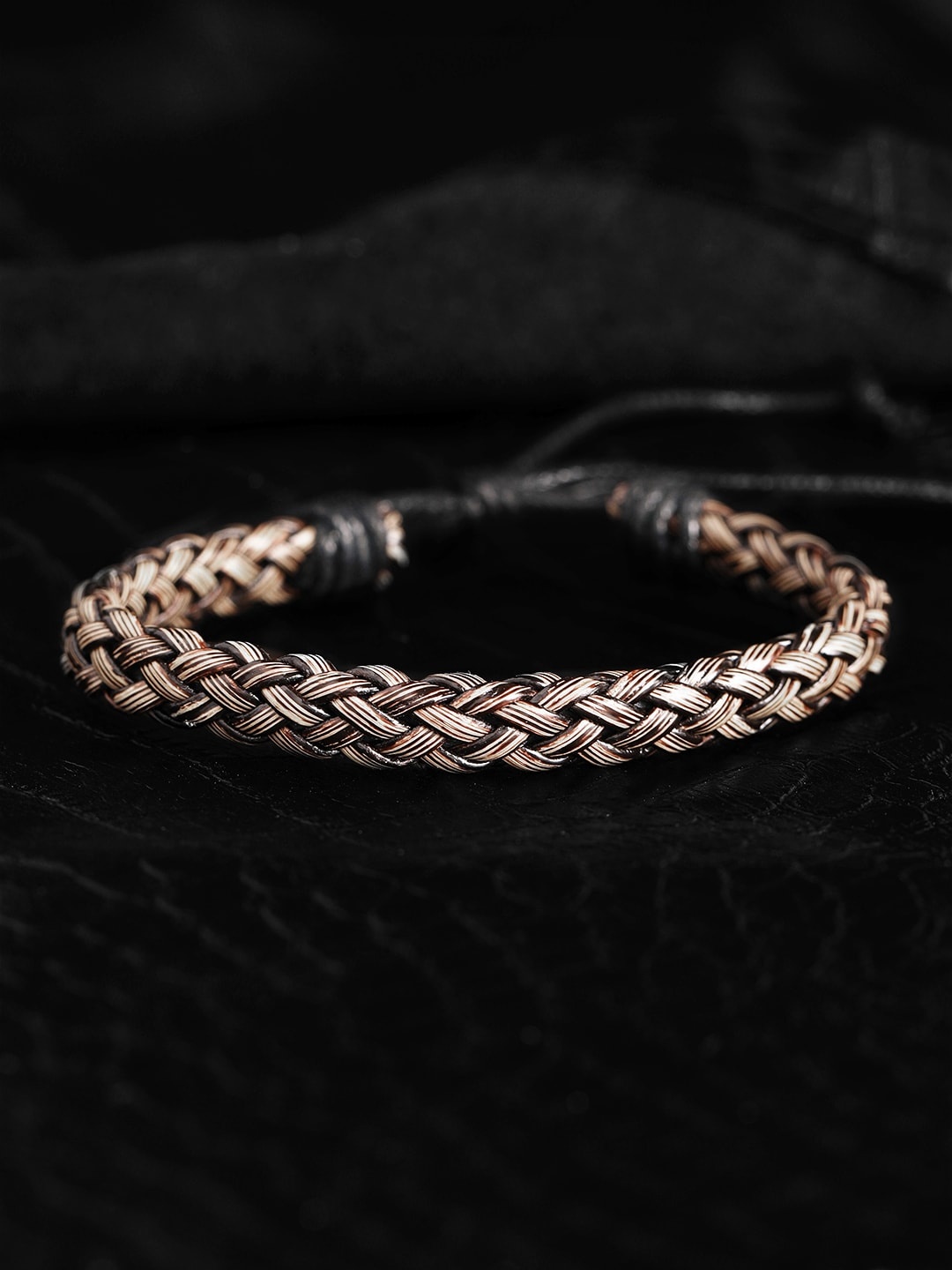 

Roadster Men Brown & Black Leather Handcrafted Bangle-Style Bracelet