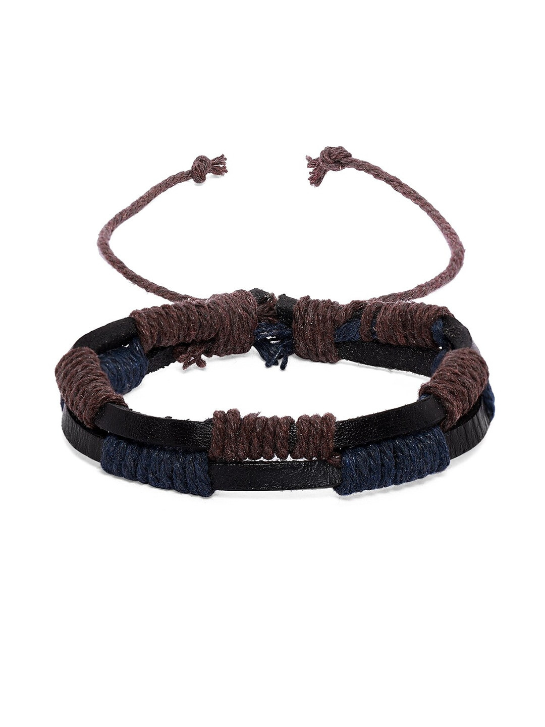 

Roadster Men Black & Brown Leather Handcrafted Multistrand Bracelet