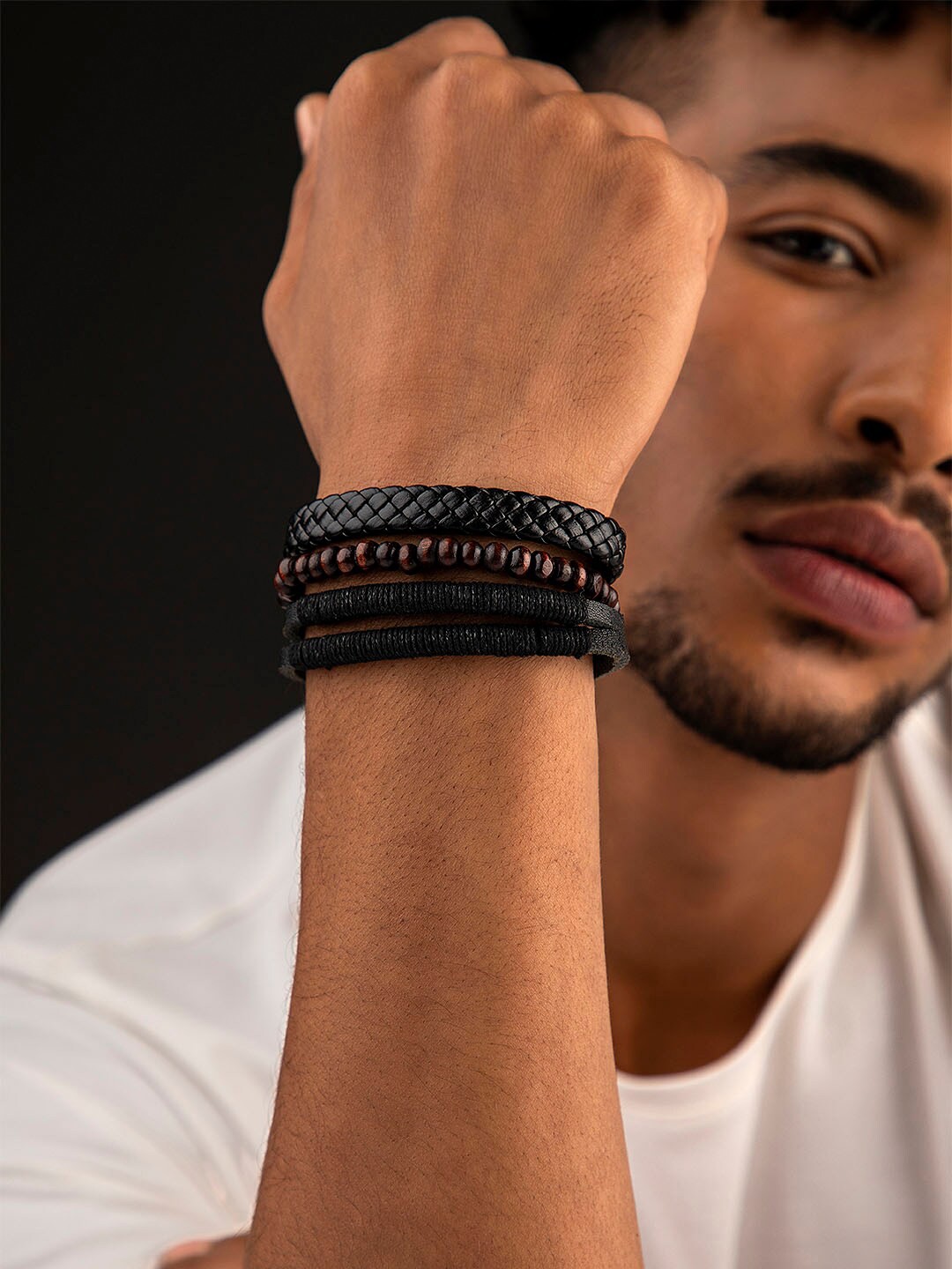 

Roadster Set Of 3 Men Multicoloured Alloy Handcrafted Multistrand Bracelet, Multi