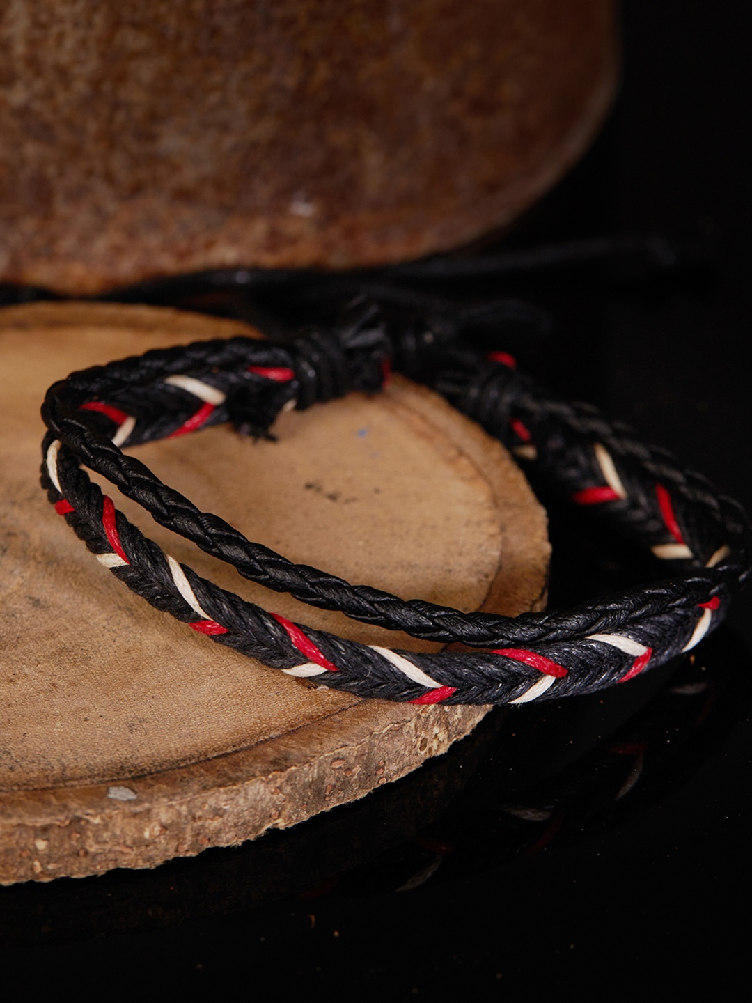 

Roadster Men Black & Red Leather Stack Bracelet