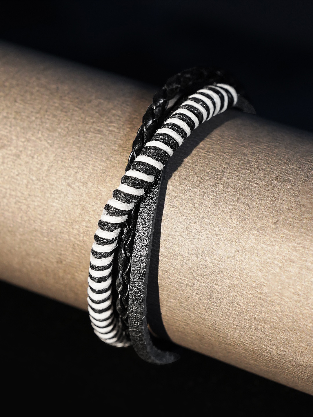 

Roadster Men Black & Brown Alloy Handcrafted Multistrand Bracelet
