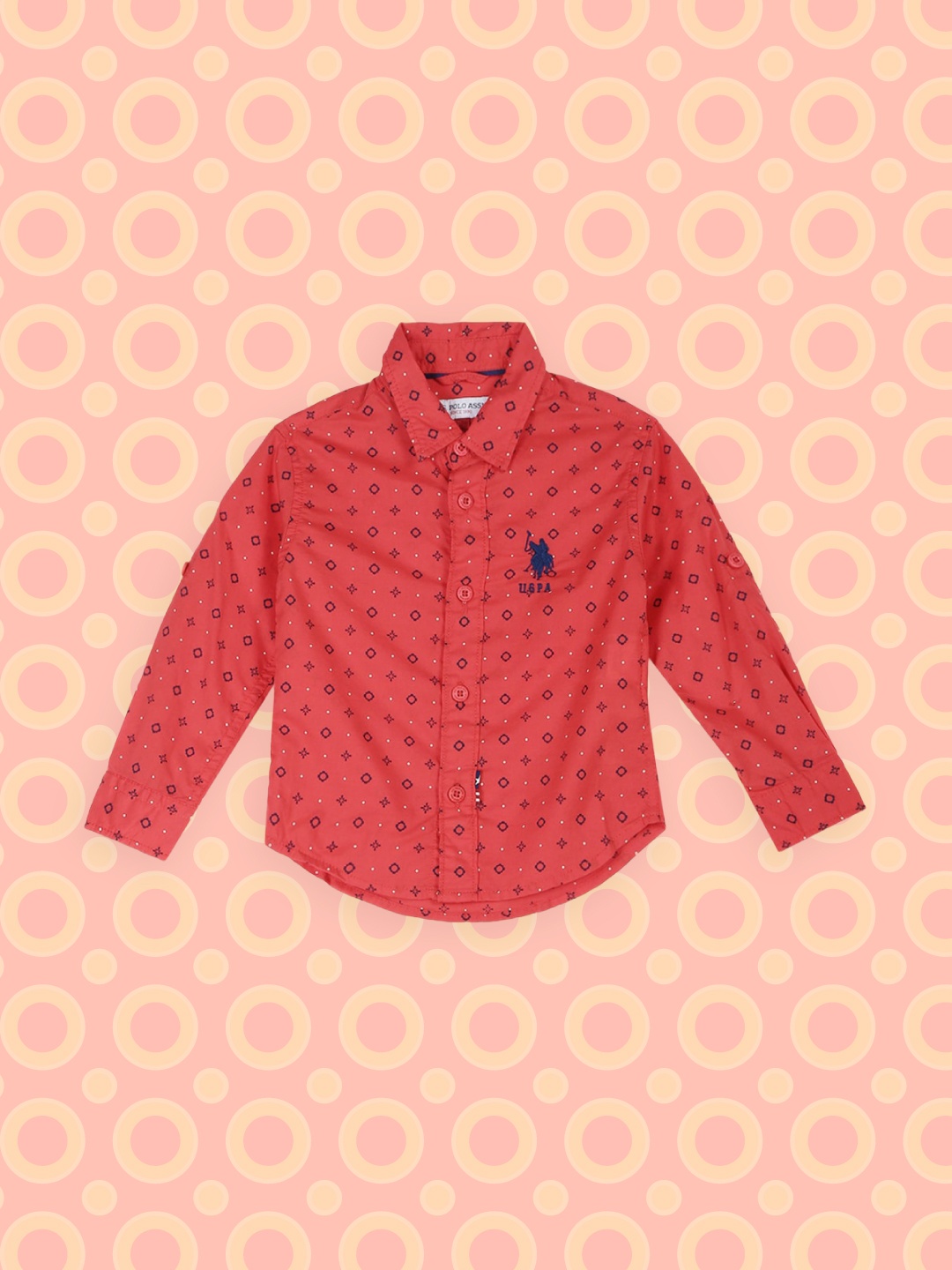 

U.S. Polo Assn. Kids Boys Red Opaque Printed Casual Shirt