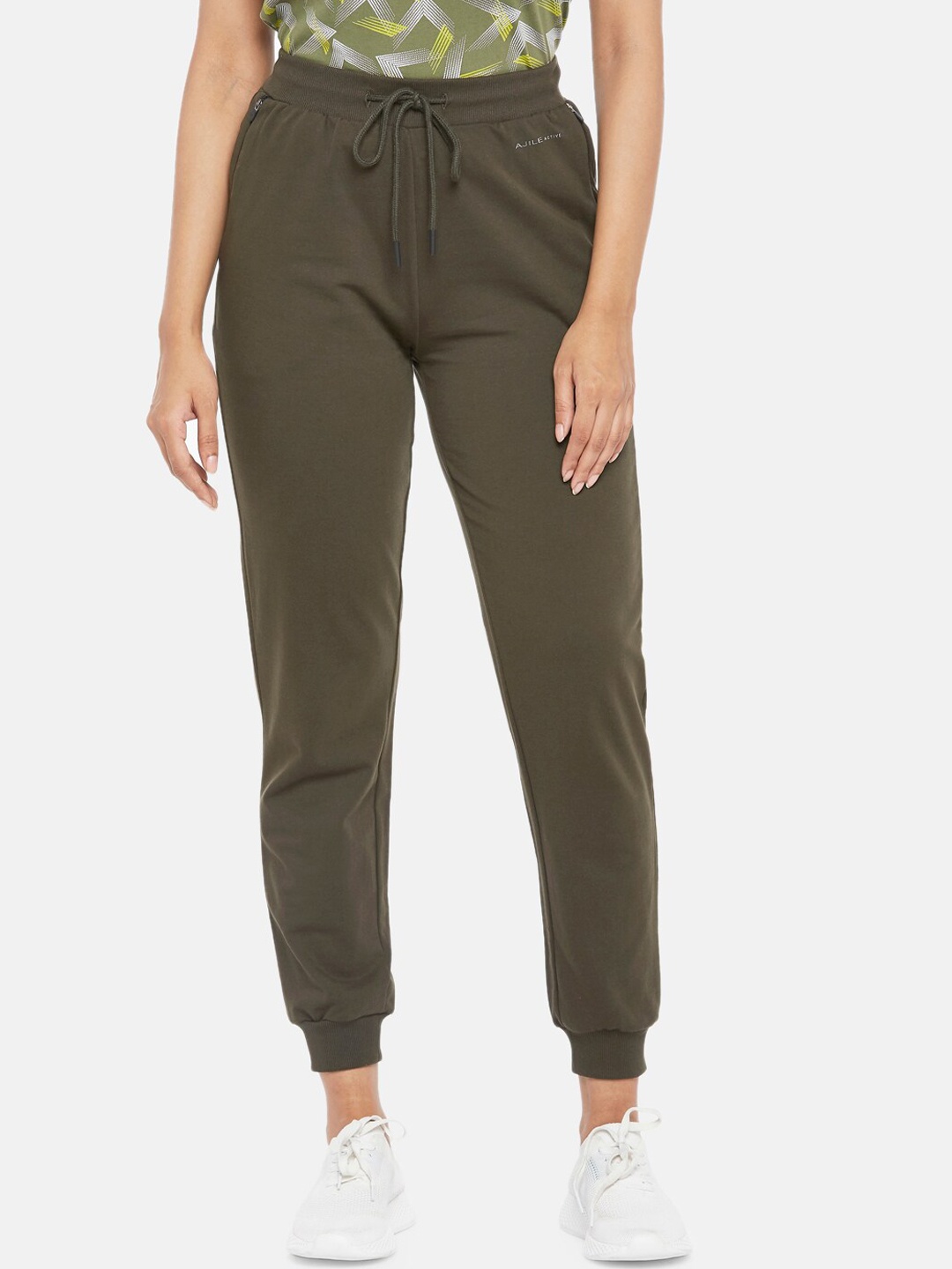 

Ajile by Pantaloons Women Olive Green Solid Joggers
