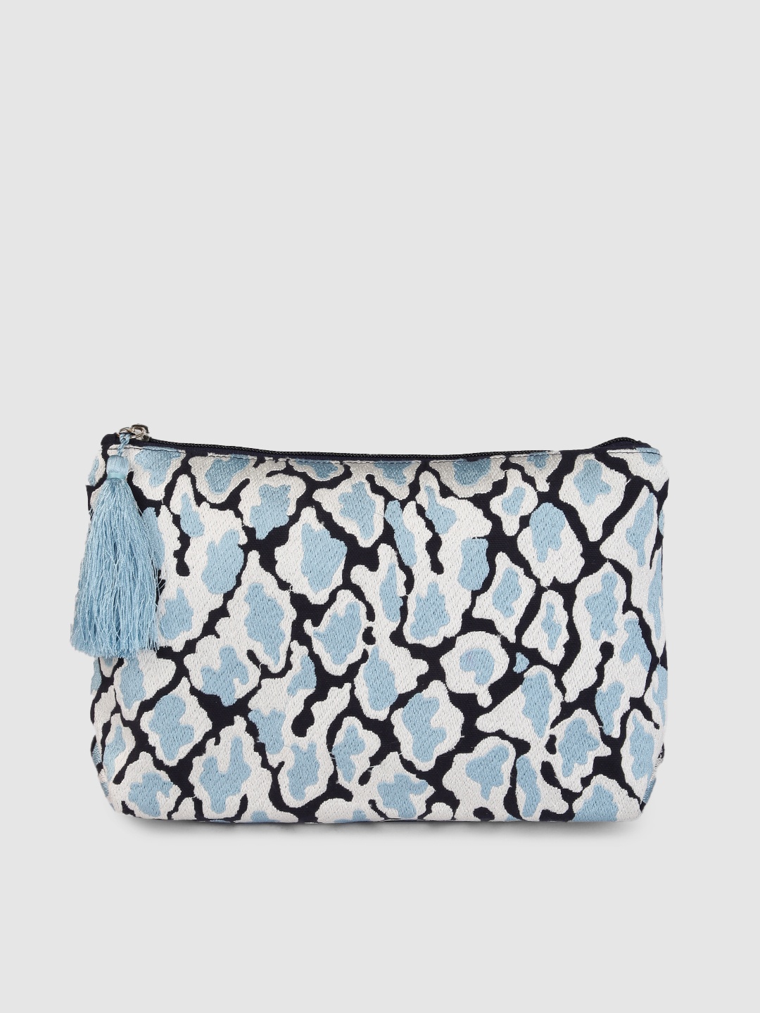 

Accessorize Women Navy Blue & White Large Leopard Print Embroidered Travel Pouch