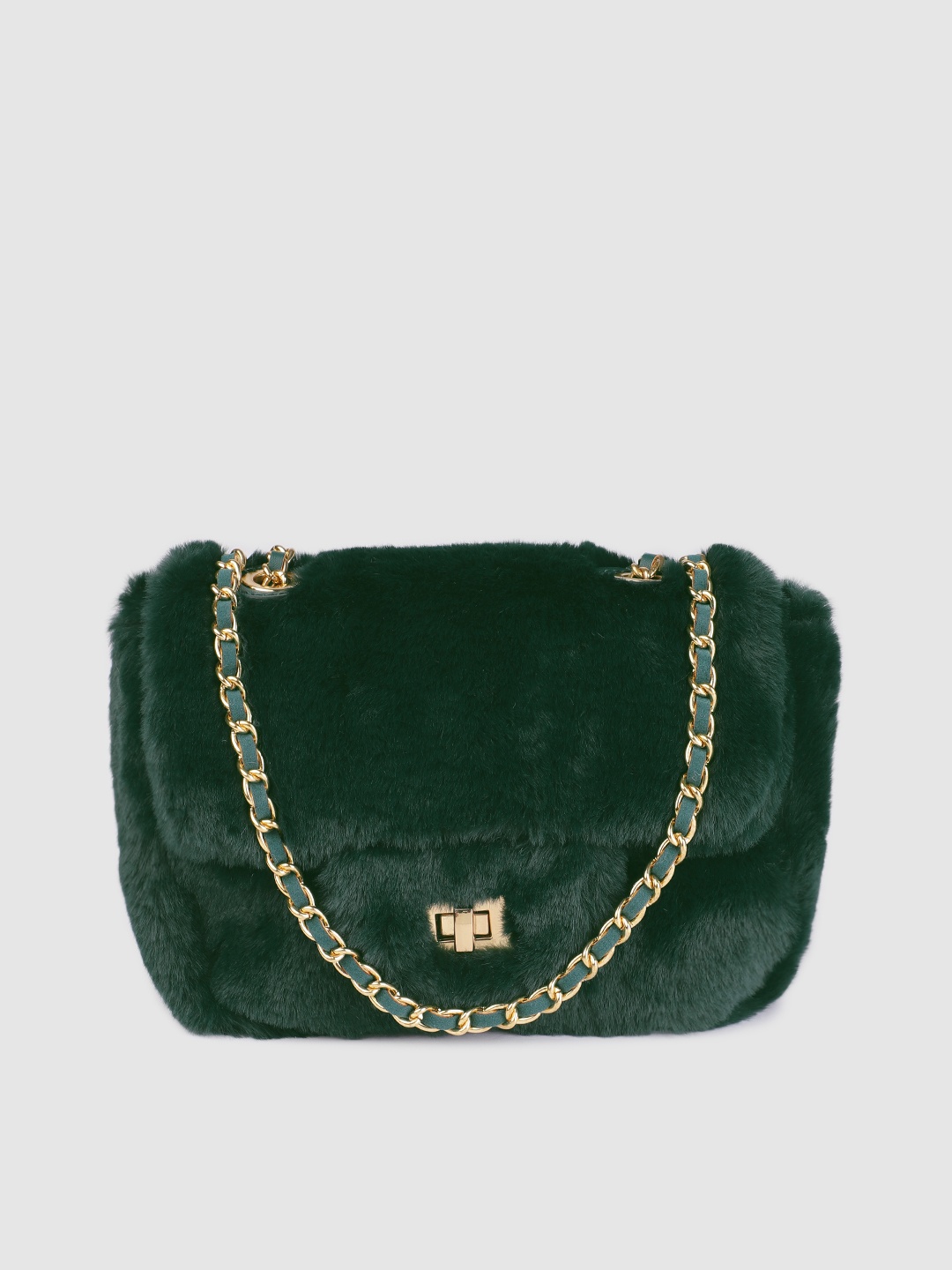 

Accessorize London Billie Mini Faux Fur Fuzzy Structured Sling Bag, Green