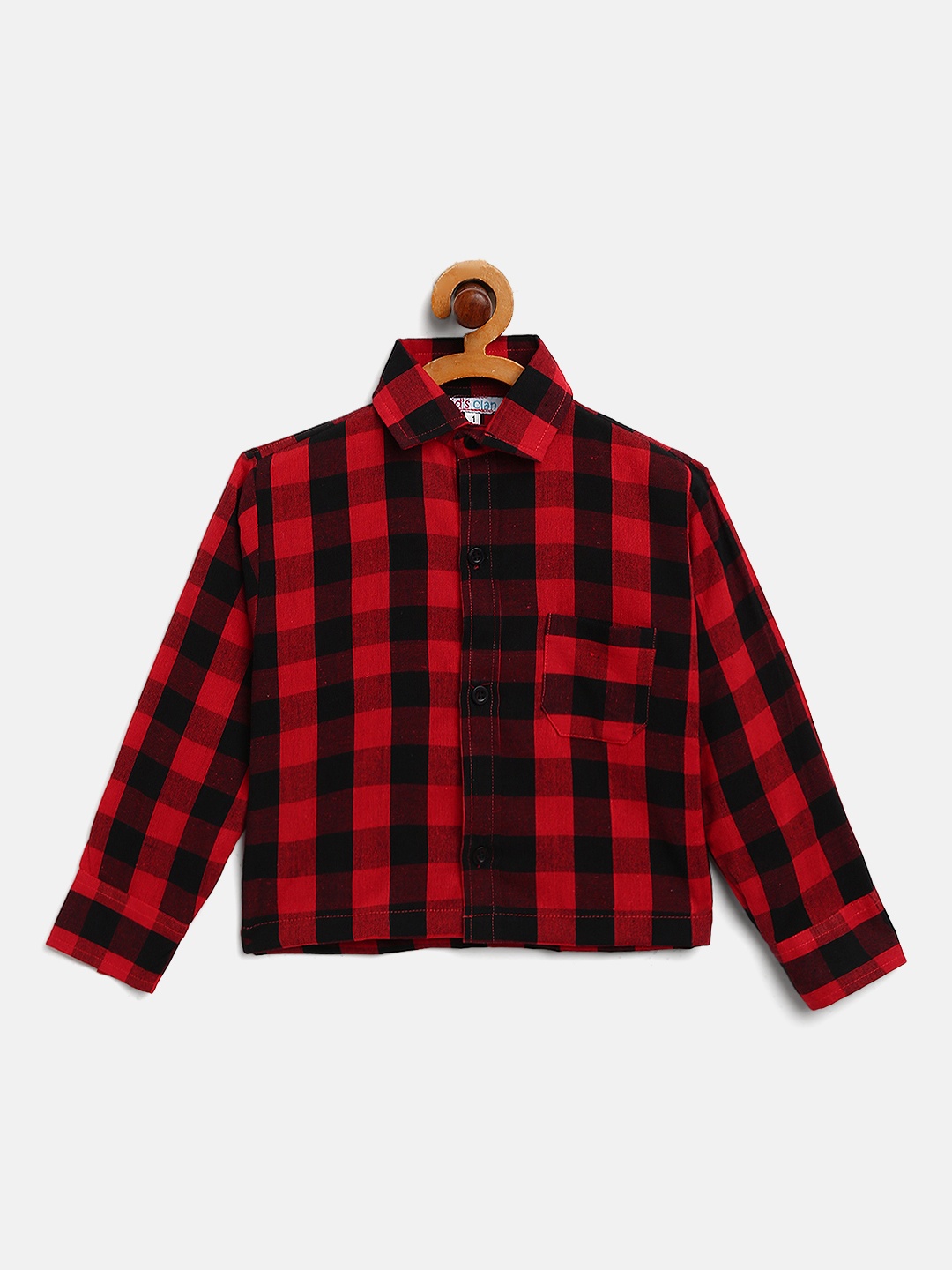 

Kids Clan Boys Red & Black Cotton Checked Casual Shirt