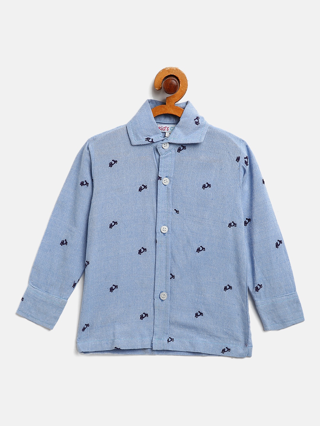 

Kids Clan Boys Blue Embroidered Shirt